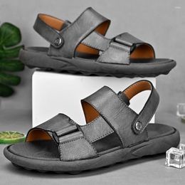 Sandals Summer Men's Men Leather Classic Roman Slip On Slippers Flat Outdoor Beach Shoes Trekking