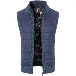 Men's Jackets Autumn And Winter Splicing Sweater Cotton Vest Thickened Thermal Jacket Sleeveless Waistcoat