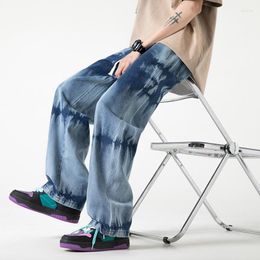 Men's Jeans Casual Tie-Dye Drawstring Streetwear Hip Hop Loose Elastic Waist Denim Pants Oversized M-5XL Harlan Jogger Trousers