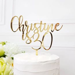 Other Event Party Supplies Personalised Name Birthday Cake Topper Custom Age Cake Topper Unique Gold Silver Acrylic Wooden Party Decor For Birthday 230906