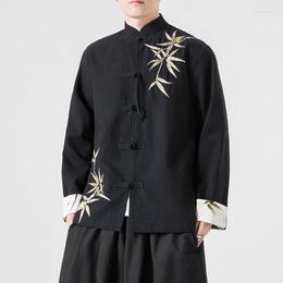 Men's Jackets Autumn And Winter High Quality Bamboo Embroidery Jacket Plus Size Top Tai Chi Long Sleeve Coat 5XL