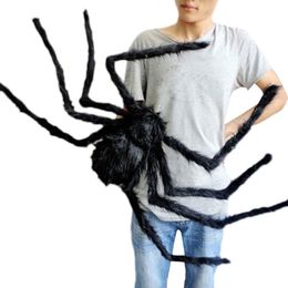 Other Event Party Supplies 1Pcs 30cm 50cm 75cmSuper big plush spider made of wire and plush black and multicolour style for party or halloween decorations 230906