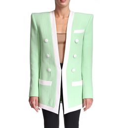 Womens Suits Blazers Blends HIGH STREET est Designer Jacket Womens Double Breasted Colour Block Blazer 230906