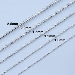 Pendants MIQIAO 925 Sterling Silver Beads Chain Long 40 45 50 Cm Wide 1.0 1.2 1.5 2.0 2.5 Mm Necklace Fashion All-match Accessories