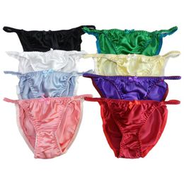 Yavorrs 8pcs 100% Silk Women's Style String Bikinis Panties S M L XL XXL243B