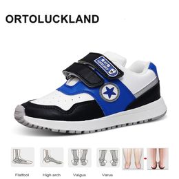 Sneakers Ortoluckland Childrens Shoes Boy Girls Leather Kids Autumn Spring Fashion Low Cut Orthopedic Casual Flat Footwear 230906