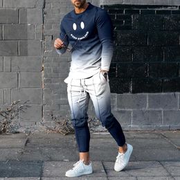 Men's Tracksuits Long-sleeved Suit Business Casual Sports Fashion T-shirt Pants Street Trend Retro Men Jogging 2 Sets