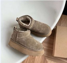 Ultra Mini Boot Designer Woman Platform Snow Boots Australia Fur Warm Shoes Real Leather Chestnut Ankle Fluffy Booties For Women Antelope brown colour2023