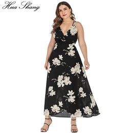 Plus size Dresses 5XL 6XL Size Women Clothing Summer Floral Print Boho Beach Dress Woman V Neck Sleeveless Backless Sexy Slip Sundress 230905