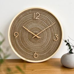 Wall Clocks Simple Solid Wood Clock Living Room Silent Art Personalized Wooden Modern Design Table Home Decoration