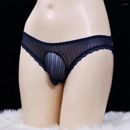 Underpants Mens Sexy Sissy Panties Bulge Pouch Sheer Bikini Underwear See-Through Lace Lingerie Ultra-thin Breathable