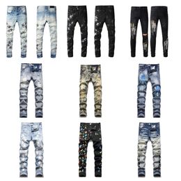 Designer Uomo Jeans viola Donna Uomo Amirs Slim Fit Denim Lettera Stampa Pantaloni Moda Lusso Vacanze Outdoor Jeans Uomo Streetwear Abbigliamento Pantaloni di grandi dimensioni Jeans