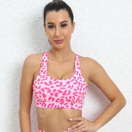 Women's Tanks Leopard Sports Bra For Women Push Up Lycra Sport Tank Top 2023 Yoga Gym Crop Haut Femme Mujer Workout Pilates Tops Cute Pink