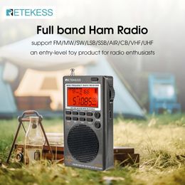 Radio Retekess TR110 portabel SSB gelombang pendek FM MW SW LSB AIR CB VHF UHF Band penuh penerima Digital peringatan NOAA 230905