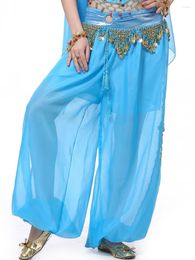 Stage Wear Solid Color Oriental Dancing Costume Pants Women Fantasia Jazz High Waist Belly Urban Latin Clothes Chiffon Knickerbockers