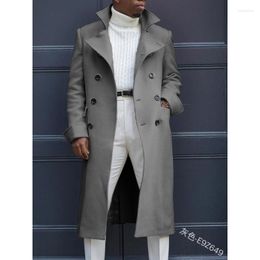 Men's Trench Coats Double Buttons Sobretudo Masculino Slim Fit Long Jacket Man Overcoat Fashion Men Casual Coat