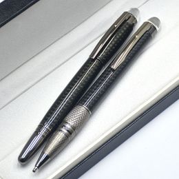 Luxury Black Carbon Fibre Crystal Star Rollerball Pen Stationery Office School Supplies Writing Smooth Ballpoint Pens As Gift