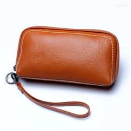 Wallets 2023 Women's Hand-Held Mobile Phone Bag First Layer Cowhide Cosmetic European And American Long Large-Capacity Wallet