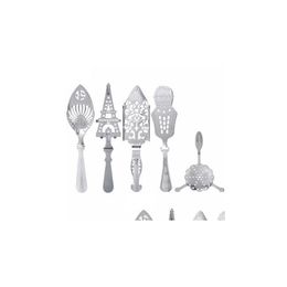 Bar Tools Stainless Steel Absinthe Spoons Wire Mixed Strainer Cocktail Shaker Drinking Colander Filter Wormwood Spoon Drop Delivery Dhrjd