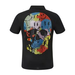 NEW PP Men Polo Shirt Skull Summer Diamond Phillip Plain Short Sleeve Designer T Shirt Harajuku Tee Brand Skulls Print Tops Streetwear P9021