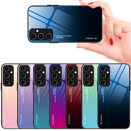 Slim Gradient Tempered Glass Case For Samsung Galaxy A54 A34 A14 A24 F14 M14 M53 M54 A25 M33 M13 Shockproof TPU Bumper Hard Back Funda Conque