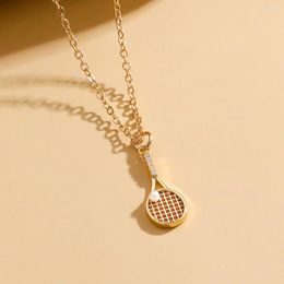 Pendant Necklaces Tennis Racket Adjustable Necklace For Women Rhinestone Inlaid Zircon Shiny Simple Choker Metal Jewellery Accessories