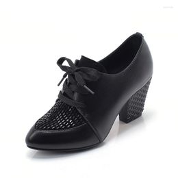 Dress Shoes Retro Pumps Women Pu Leather Lace-Up Comfortable Soft 2023 Casual Loafers Spring Autumn Handmade Concise Ladies