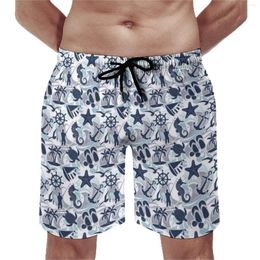 Men's Shorts Summer Board Nautical Beach Surfing Seaside Ocean Pirnt Custom Fashion Comfortable Trunks Large Size