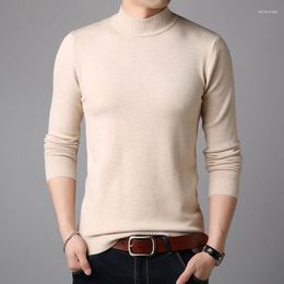 Men's Sweaters Autumn Winter Mock Neck Pullovers Warm Solid Color Sweater Slim Pullover Men Knitted Bottoming Shirt C72