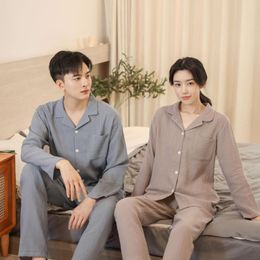Women's Sleepwear Spring Autumn Korean Couple Men Cotton Pajama Sets For Sleep Women Pijama Hombre Mujer Casal Nightwear Pyjama Homewear