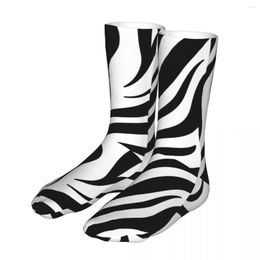 Men's Socks Men Sport Zebra Pattern Black And White Cotton Harajuku Woman