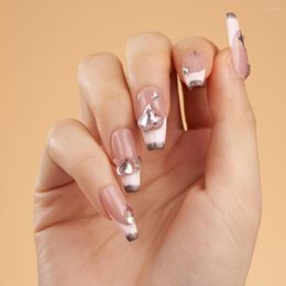 False Nails Handmade Pink Press On Short Korean Cat Eye Design Reusable Adhesive Artifical Acrylic Full Cover Nail Tips