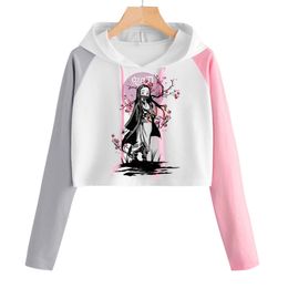 Женские толстовки с капюшоном Kawaii Demon Slayer Anime Kamado Nezuko Tanjiro Hoodie Women Korean Kpop Street Style Sweatshirt Girl Streetwear Female 230906