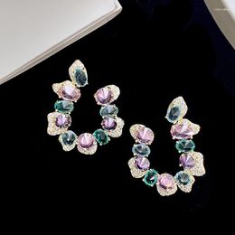 Stud Earrings Funmode Multicolor Cubic Zircon Flower Shape Earring Bridal Engagement Party Dress Up Jewelry Wholesale FE313