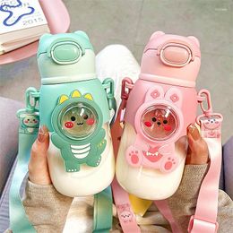 Water Bottles 680ml Children's Bottle Boys Girls Cute Cartoon Cup Anti-fall Straw Summer School Kindergarten Baby Kettle