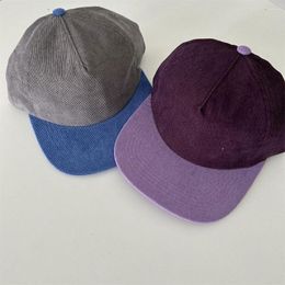 Ball Caps Autumn Winter Coloured Corduroy Baseball Hat Unisex Solid Retro Flat Brim Warm