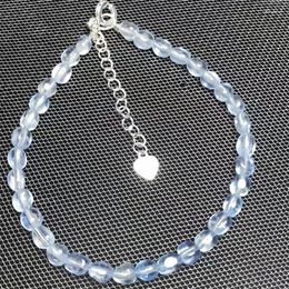 Strand Natural Freeform Aquamarine Bracelet Round Bead Crystal Reiki Healing Stone Fashion Female Jewellery For Women Gift 1pcs