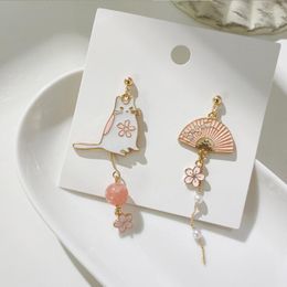 Dangle Earrings Style Asymmetric For Women Cute Animal Star Moon Face Pendant Charm Jewellery Gifts