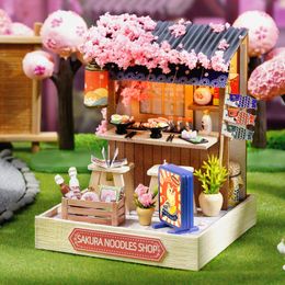 Doll House Accessories Diy Mini Dollhouse With Dust Cover Furniture Light Miniaturas Doll House Casa Miniature items For Children Toys Birthday Gifts 230905