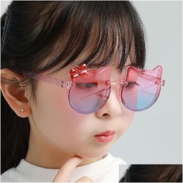 Sunglasses For Kids Children Bow Knot Shape Cat Eyes Plastic Cute Boy Girl Birthday Party Items P Ograph Show Decor Pink Brown Black Dh4Fh