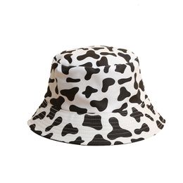 Wide Brim Hats Bucket Hats Cow Print Bucket Hat Reversible Foldable Fisherman Hats Spring Summer Lady Girl Panama Caps Women Fashion Sun Protection Cap 230905