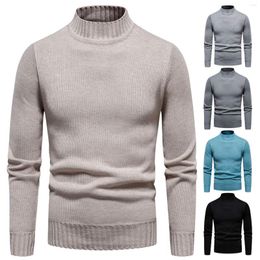 Men's Sweaters Mens Winter Trend With Pile Thickened Warm Semi Turtleneck Bottom Knit Sweater Knitted Outerwear