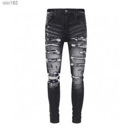 Luxurys Designers Jeans Distressed France Fashion Pierre Straight Men's Biker Hole Stretch Denim Casual Jean Men Skinny Pants Elasticit0DD0 2TXUK