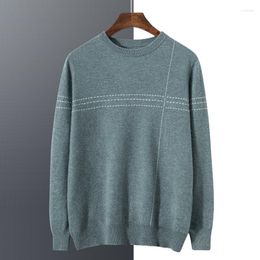 Men's Sweaters RONGYI Pure Cashmere Sweater O-Neck Pullover Computer Jacquard Business Casual Knitted Jacket In Autumn And Winter