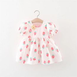 Girl Dresses Toddler Baby Suspender Ruffled Skirt Dress Strawberry Print Melon Fir Kids 2yrs Stylish Outfits For Girls