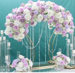 Gold-Plated Table Centrepieces Flower Stand Gilded Wedding Arch Geometric Frame Shelf Party Events Banquet Backdrop Decor Props