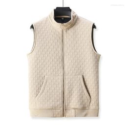 Men's Vests Men Knit Vest Sleeveless Sweater Jacket Outwear Cardigan Zipper Down For Autumn Winter Outdoor Male Fashion A2396