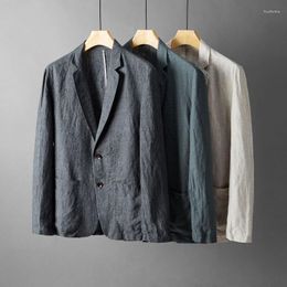 Men's Suits Linen Blazer Jacket For Man Spring Autumn Cotton Clothing Summer Casual Long Sleeve Single Suit Men Thin