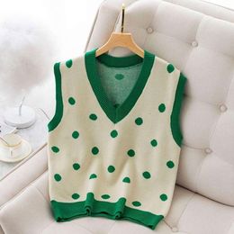 Sleeveless Vest Knitted Sweater Loose Polka Dot Coat Female Spring Wear