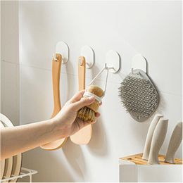Robe Hooks Stainless Steel Single Hook Hole- Wall Hanging Bathroom Kitchen Metal Set Drop Delivery Home Garden Bath Hardware Dh2Wj